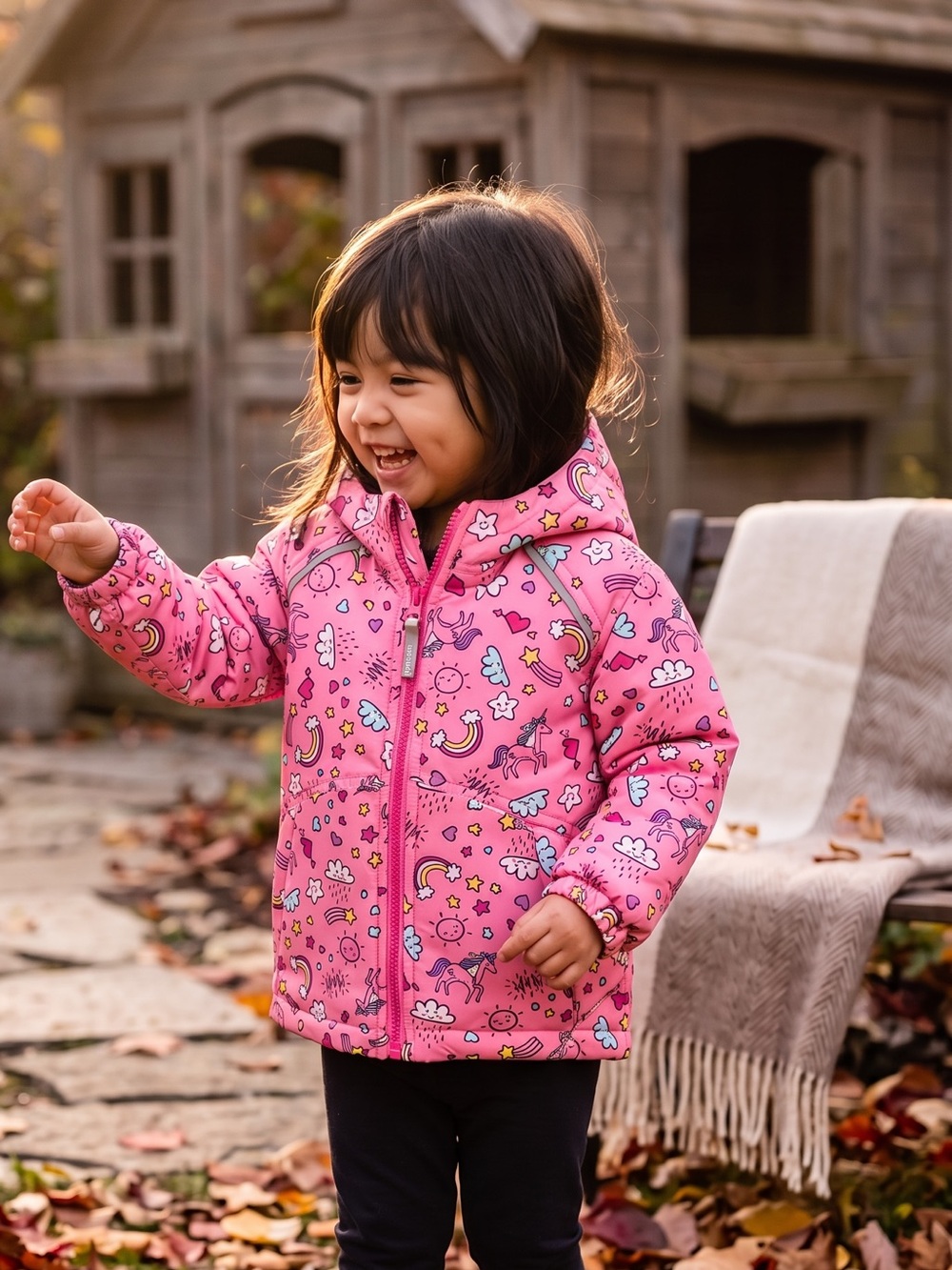 Athletic Works Pink Unicorn & Rainbow Jacket for Kids